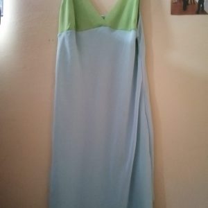 Vestido doble tela verde con celeste