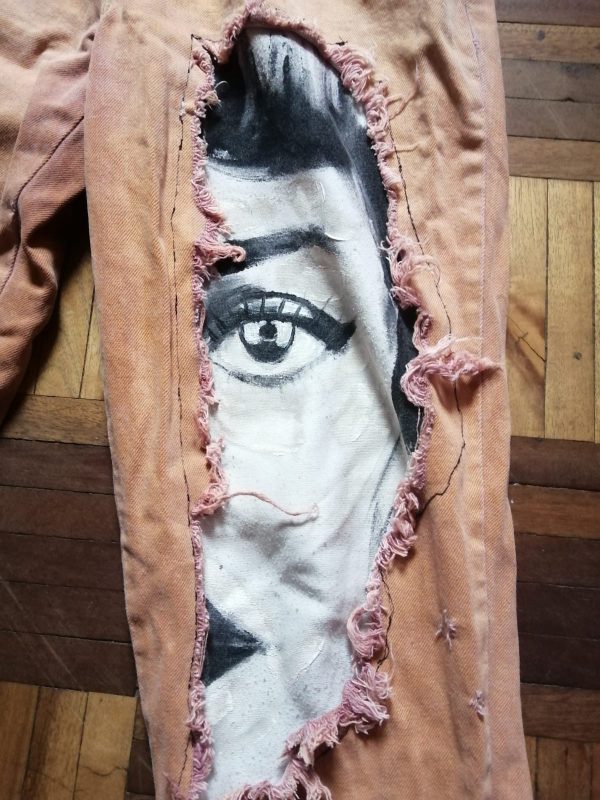 Jeans Personalizados con Arte - "Rasgados con Historia" (Talla L)